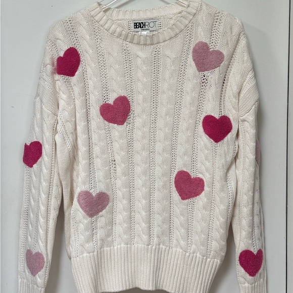 Beach Riot Callie Love XOXO Ivory Cable Sweater - Picture 2 of 6